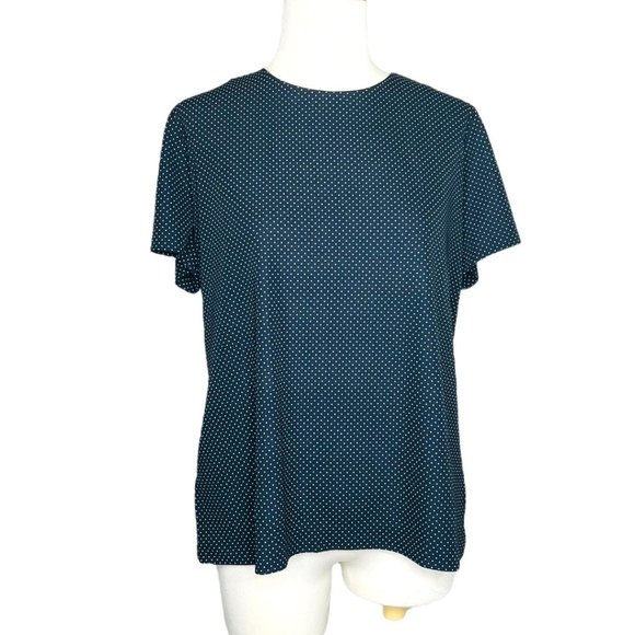 Ann Taylor Tops - Ann Taylor Short Sleeve Jersey Poker-dot Top Navy Size L NWT